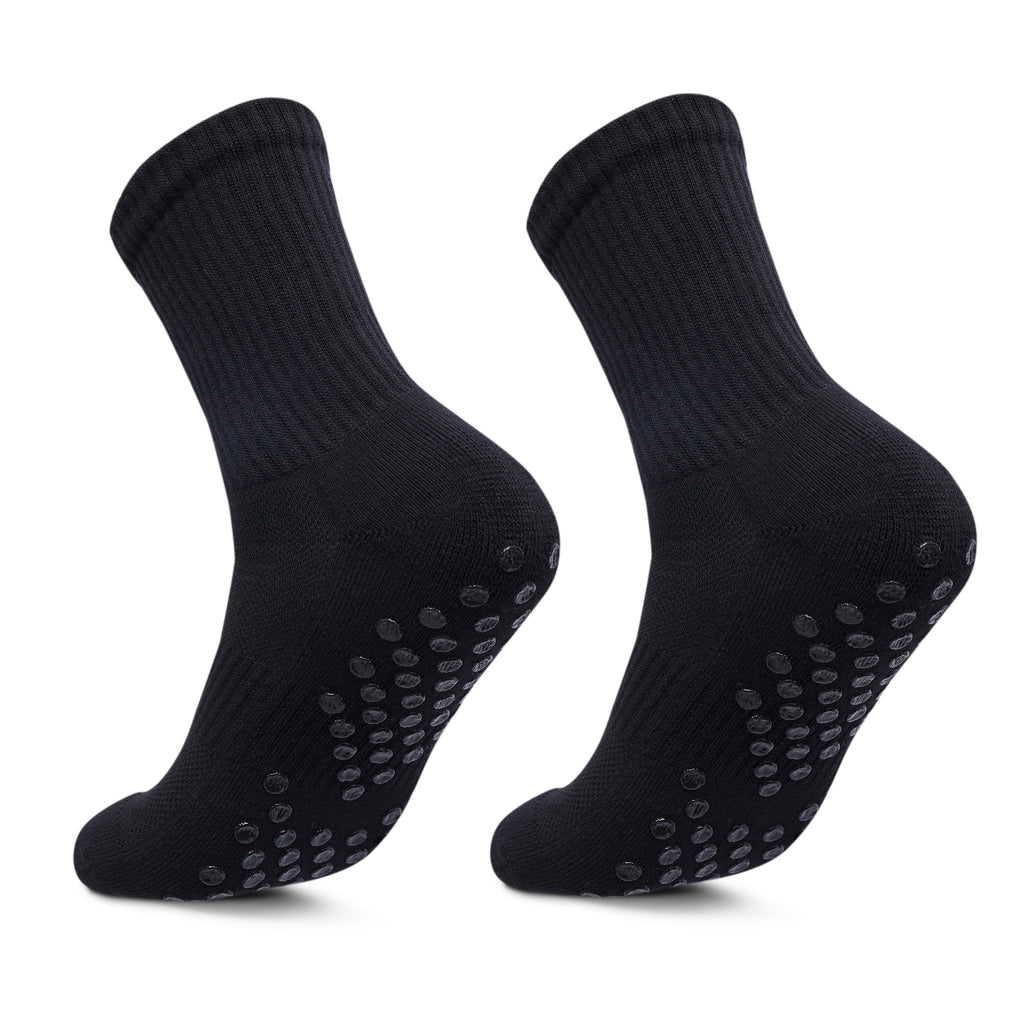 Men Pack Of 2 Soccer Silicon Socks Plain Black