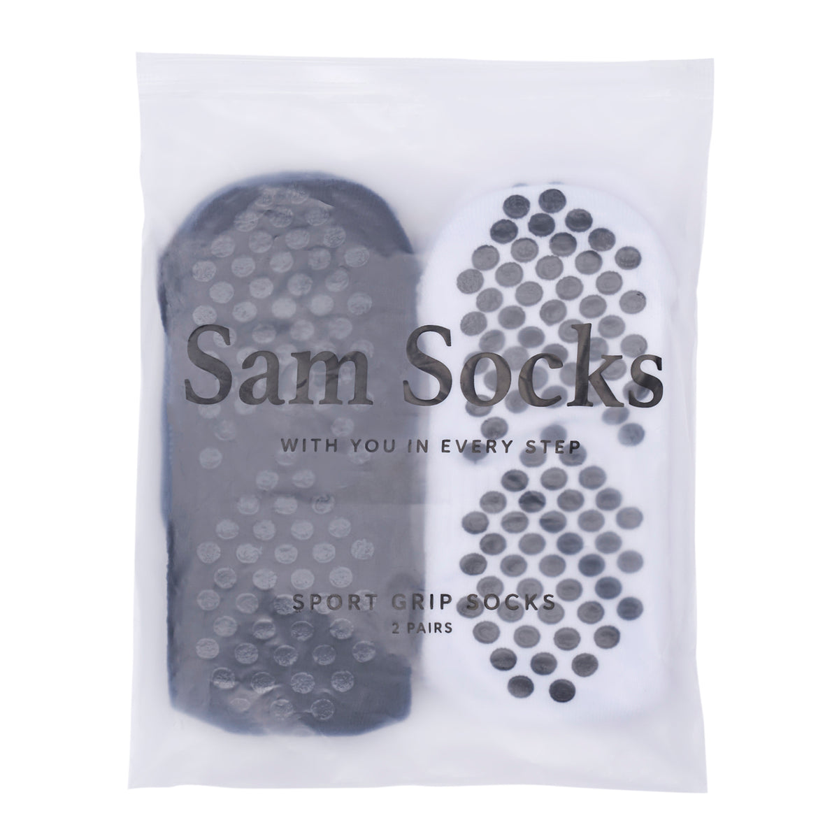 Men Pack Of 2 Soccer Silicon Socks Plain Black-White