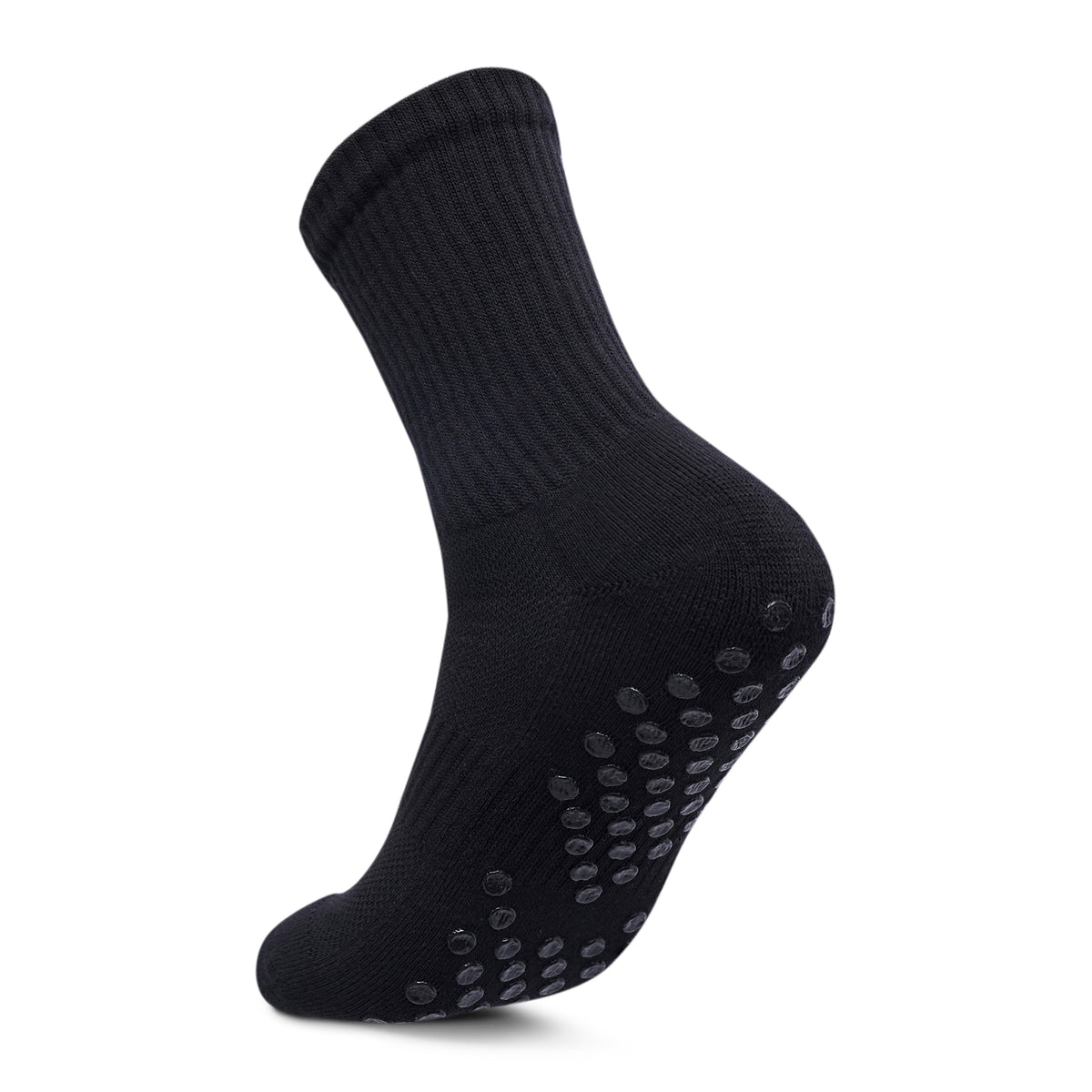 Men Pack Of 2 Soccer Silicon Socks Plain Black-White