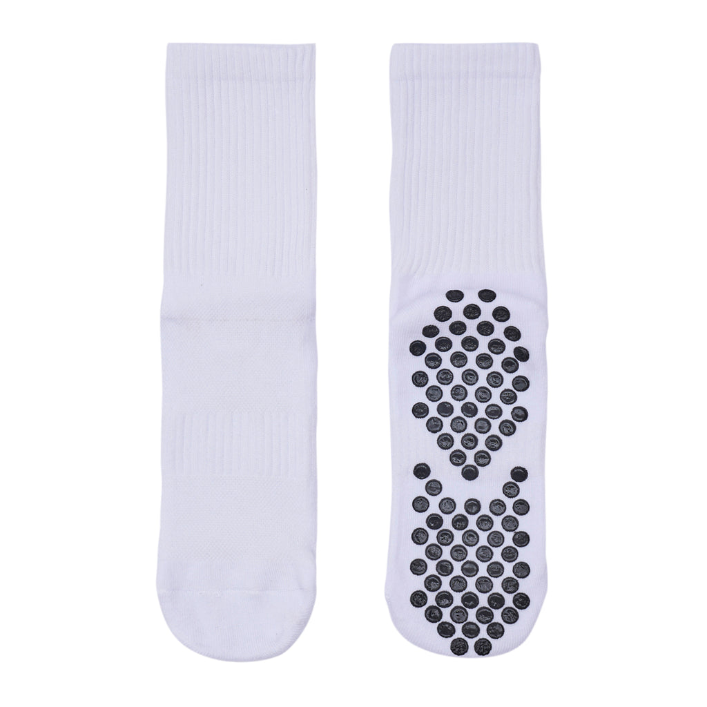 Men Pack Of 2 Soccer Silicon Socks Plain White