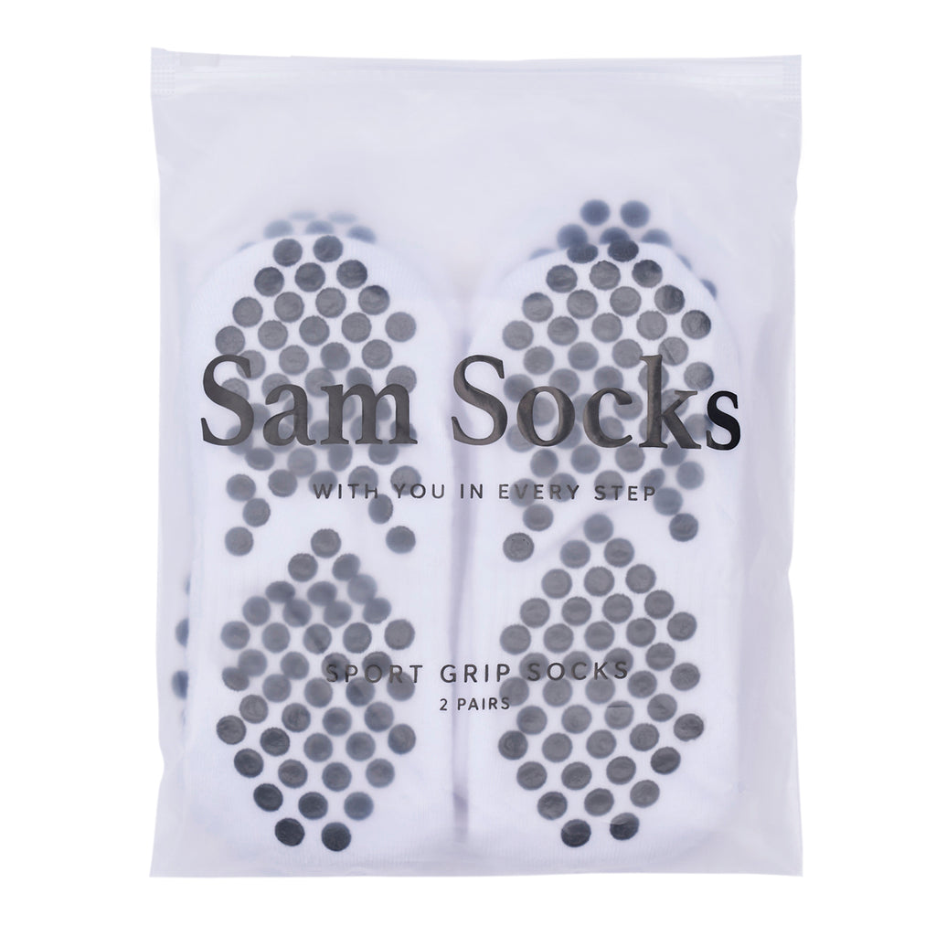 Men Pack Of 2 Soccer Silicon Socks Plain White