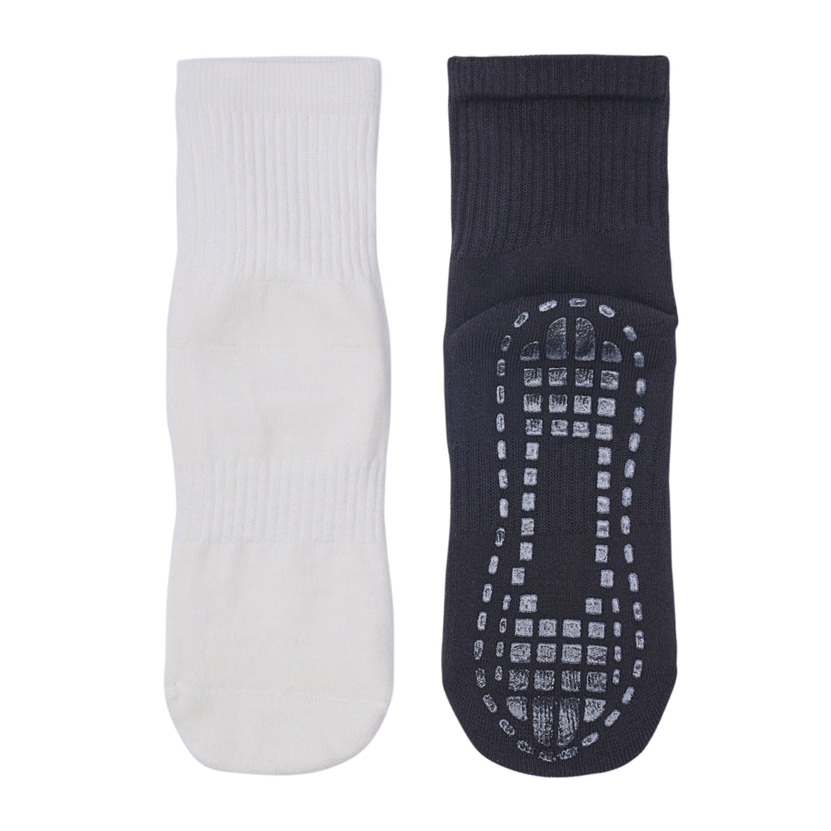 Women Pack Of 2 Yoga & Pilates Grip Silicon Socks Plain Black - Off White