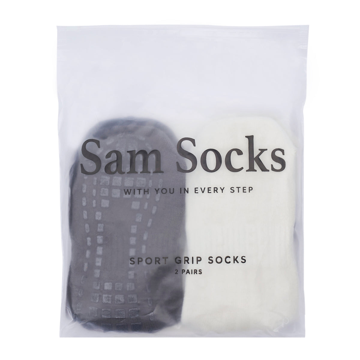 Women Pack Of 2 Yoga & Pilates Grip Silicon Socks Plain Black - Off White