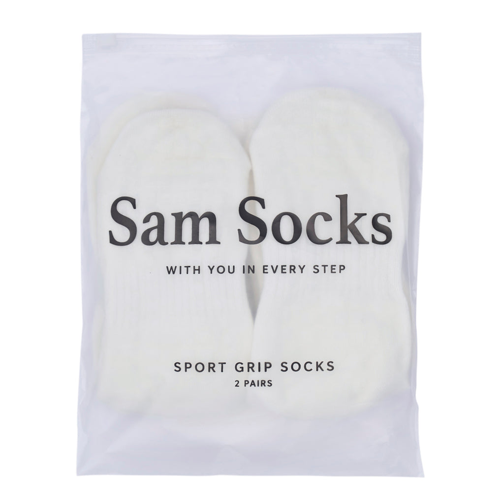 Women Pack Of 2 Yoga & Pilates Grip Silicon Socks Plain Off White
