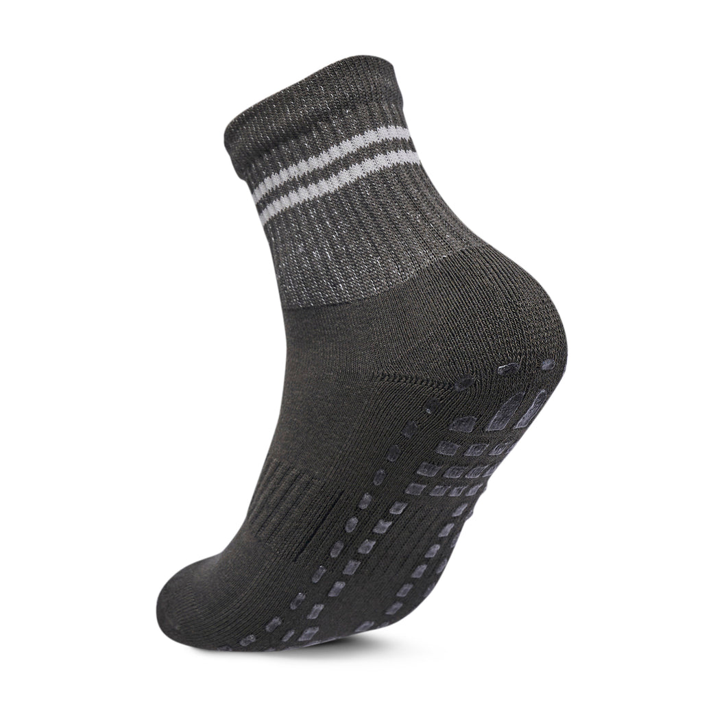 Women Pack Of 2 Yoga & Pilates Grip Silicon Socks Stripped Olive - Off White