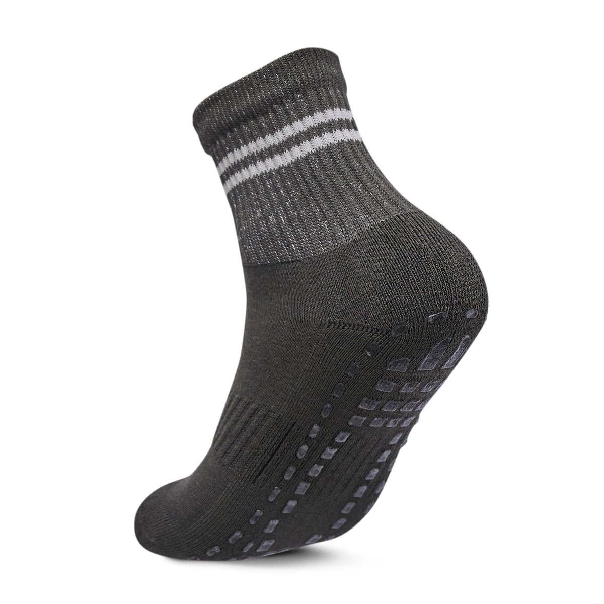 Women Pack Of 2 Yoga & Pilates Grip Silicon Socks Stripped Olive - Off White