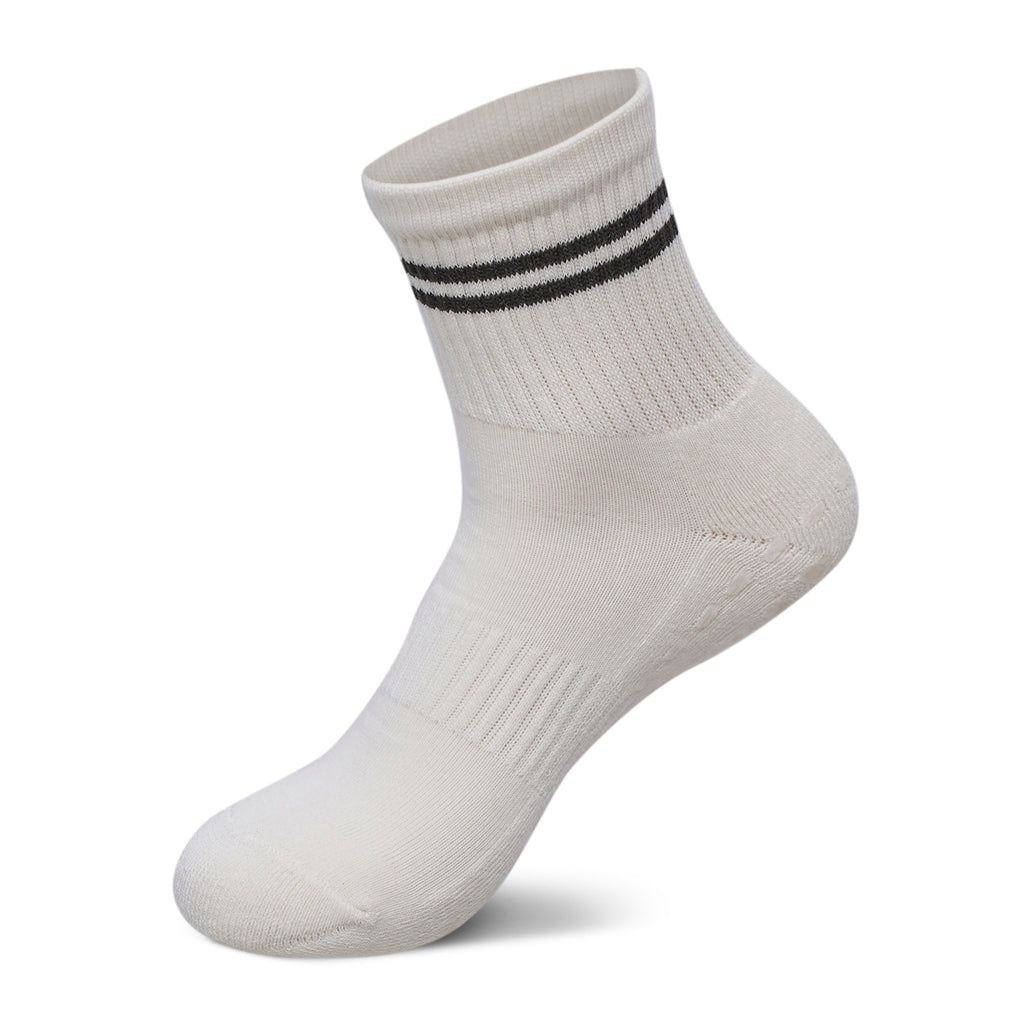 Women Pack Of 2 Yoga & Pilates Grip Silicon Socks Stripped Olive - Off White