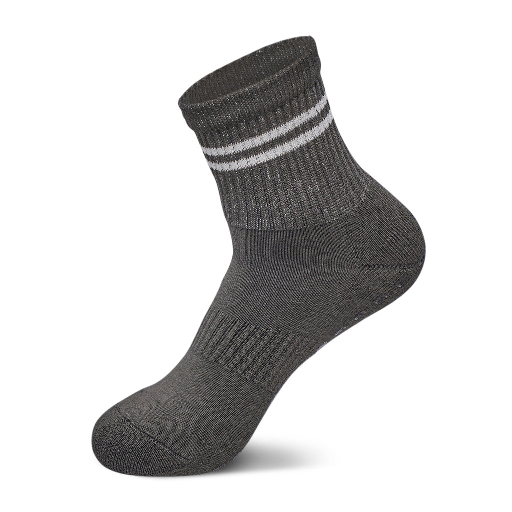 Women Pack Of 2 Yoga & Pilates Grip Silicon Socks Stripped Olive - Off White