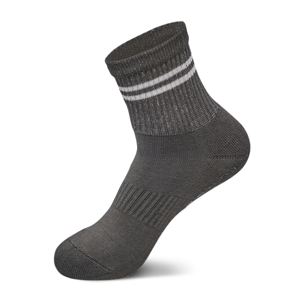 Women Pack Of 2 Yoga & Pilates Grip Silicon Socks Stripped Olive - Off White