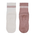 Women Pack Of 2 Yoga & Pilates Grip Silicon Socks Stripped Dark Rose- Off White