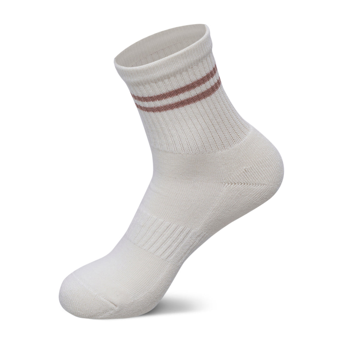 Women Pack Of 2 Yoga & Pilates Grip Silicon Socks Stripped Dark Rose- Off White