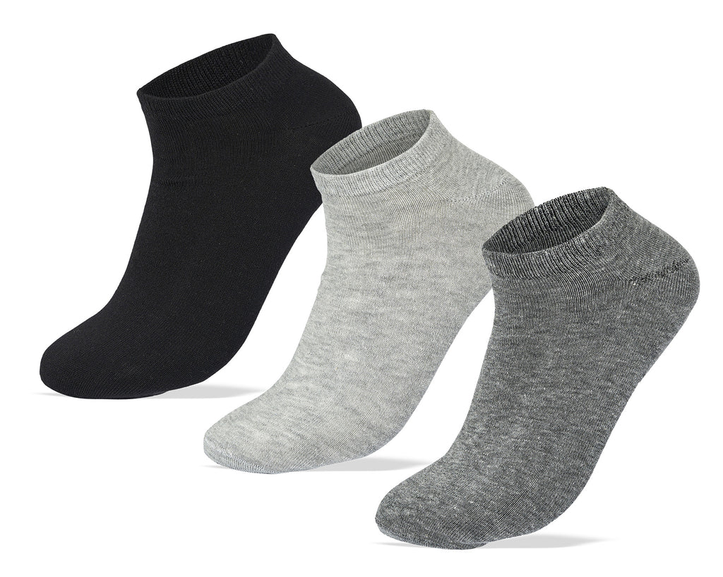 Men Set Of 3 Ankle Plain Socks (Blk-L.Gry-D.Gry) – Sam Socks