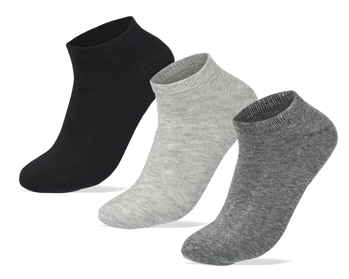 Men Set Of 3 Ankle Plain Socks (Blk-L.Gry-D.Gry) – Sam Socks