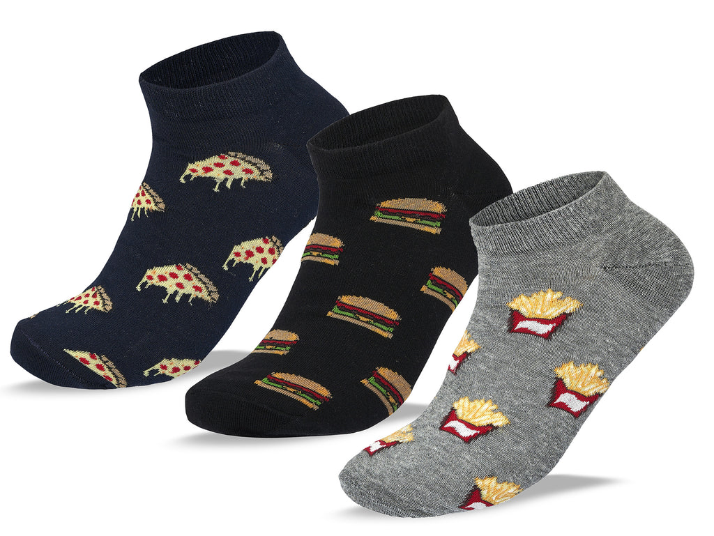 Women Set of 3 Ankle SE Pizza Pattern Socks – Sam Socks