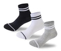 Kids Boys Set Of 3 Cotton Lycra Stripped L-Shape Socks Black-Grey-White – Sam Socks
