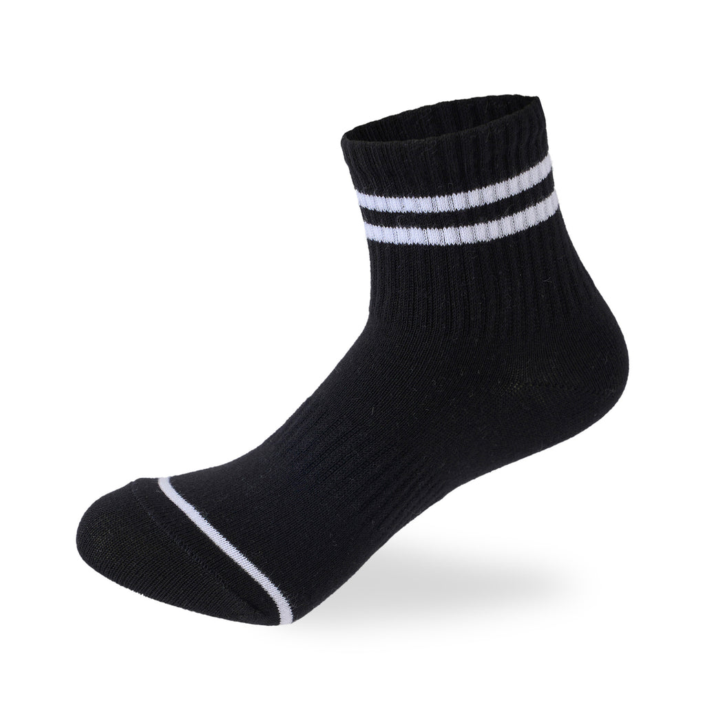 Kids Boys Set Of 3 Cotton Lycra Stripped L-Shape Socks Black-Grey-White – Sam Socks