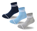 Kids Boys Set Of 3 Cotton Lycra Stripped L-Shape Socks Grey-Blue-Navy – Sam Socks