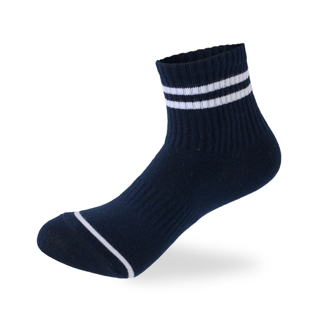 Kids Boys Set Of 3 Cotton Lycra Stripped L-Shape Socks Grey-Blue-Navy – Sam Socks