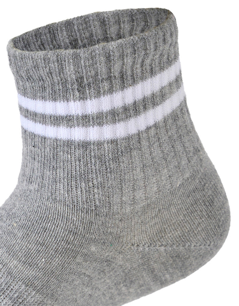 Kids Boys Set Of 3 Cotton Lycra Stripped L-Shape Socks Grey-Blue-Navy – Sam Socks