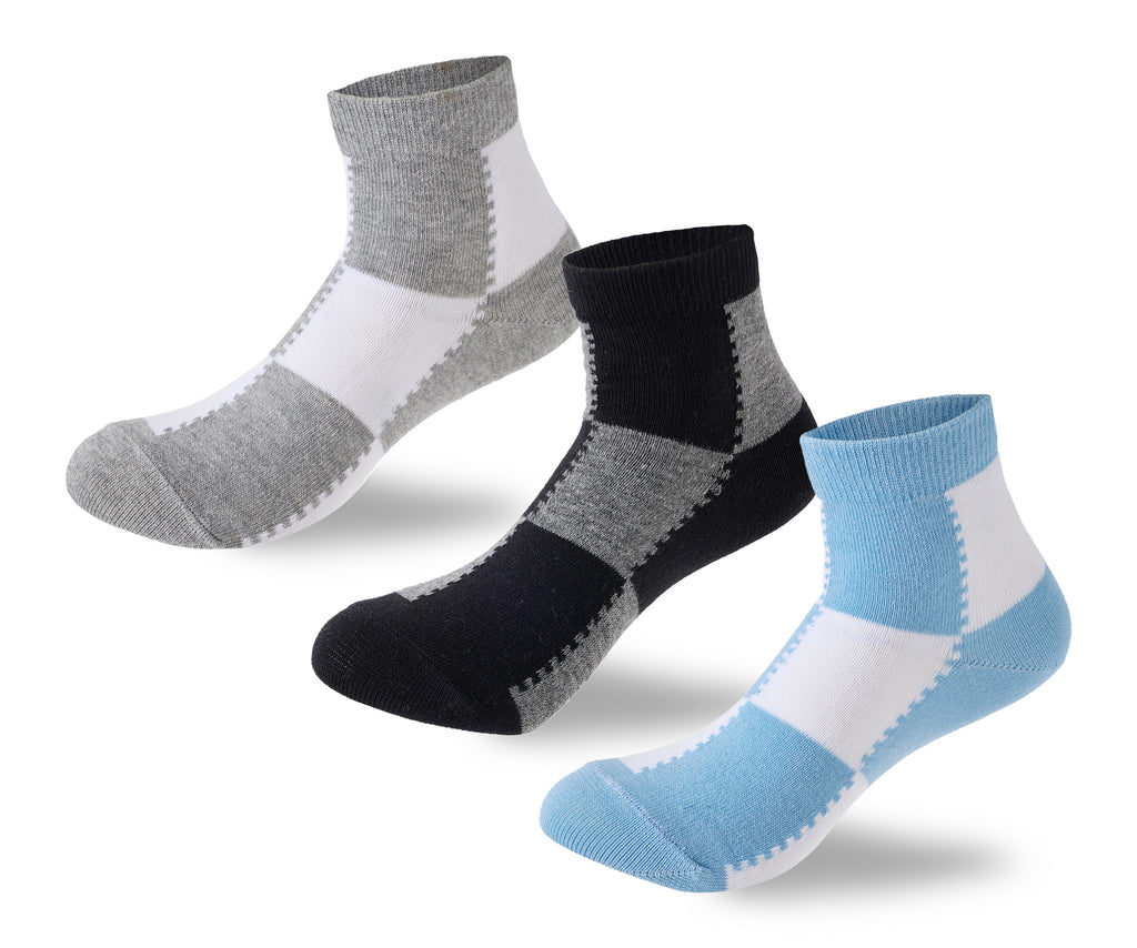 Kids Boys Set Of 3 Cotton Lycra Squares L-Shape Socks Multicolor – Sam Socks