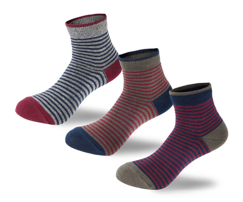 Kids Boys Set Of 3 Cotton Lycra Stripes L-Shape Socks Multicolor – Sam Socks