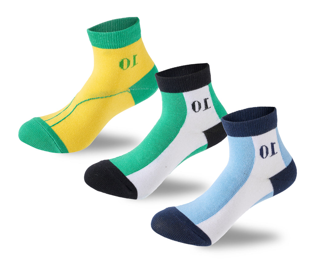 Kids Boys Set Of 3 Cotton Lycra WorldCup L-Shape Socks Multicolor – Sam Socks