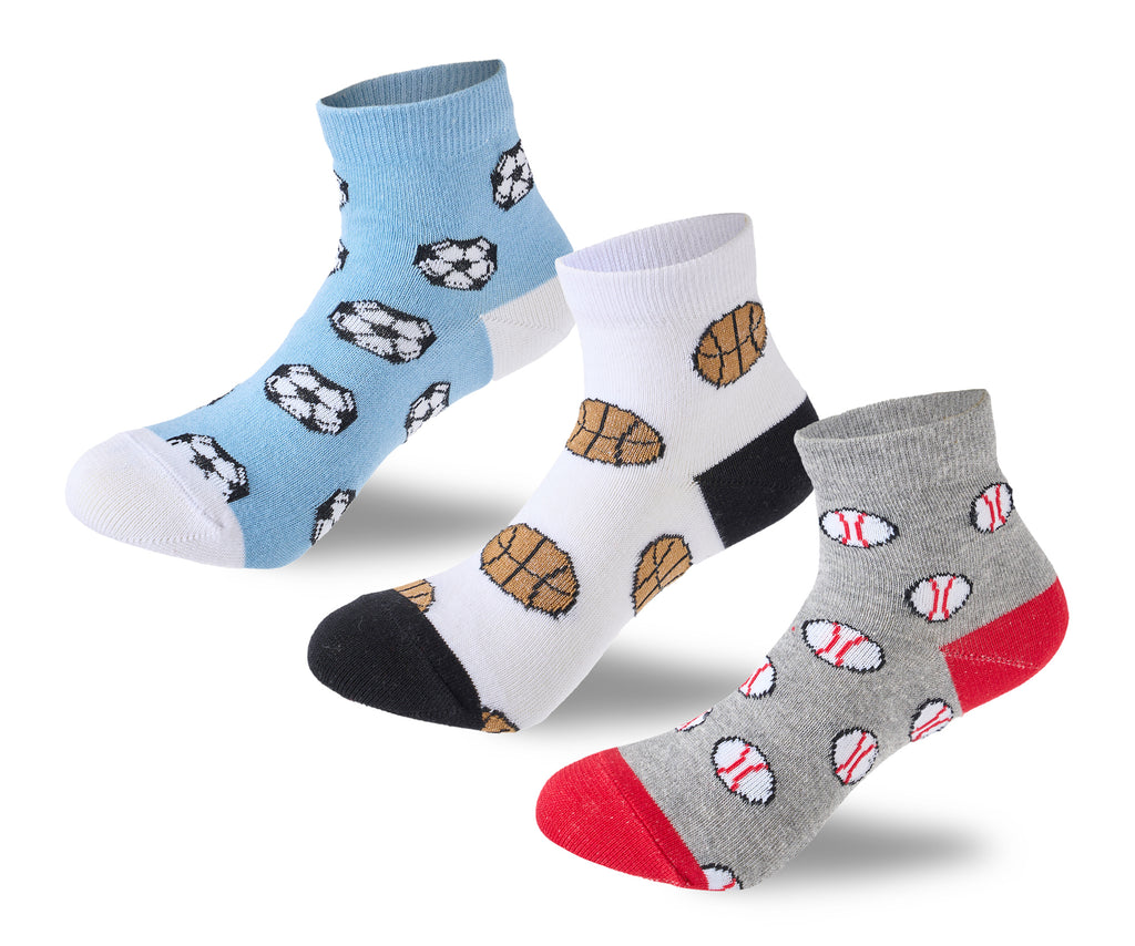 Kids Boys Set Of 3 Cotton Lycra Balls L-Shape Socks Multicolor – Sam Socks