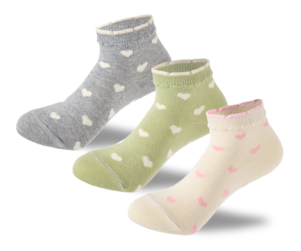 Kids Girls Set Of 3 Cotton Lycra Hearts L-Shape Socks Multicolor – Sam Socks