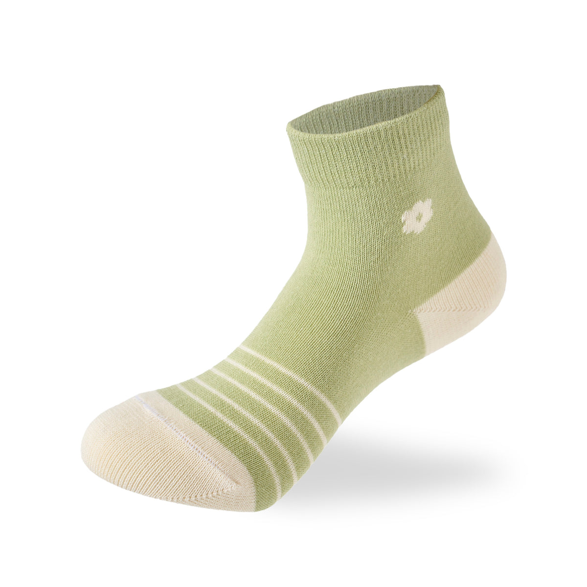 Kids Girls Set Of 3 Cotton Lycra Flower L-Shape Socks Green -Off White – Sam Socks