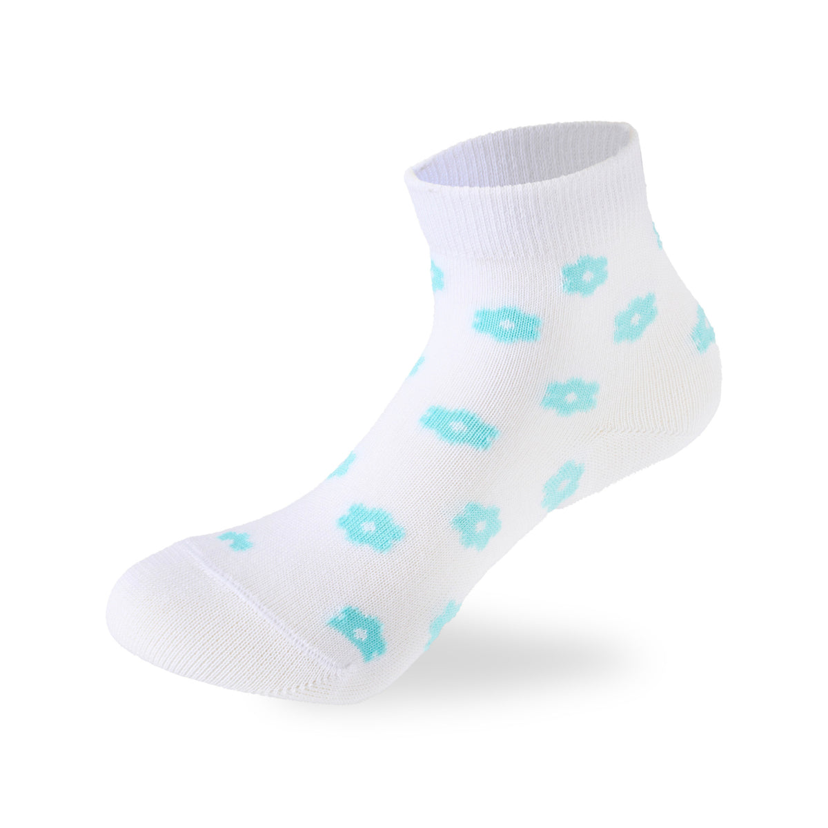 Kids Girl Set Of 3 Cotton Lycra Flower L-Shape Socks Turqoise -White – Sam Socks