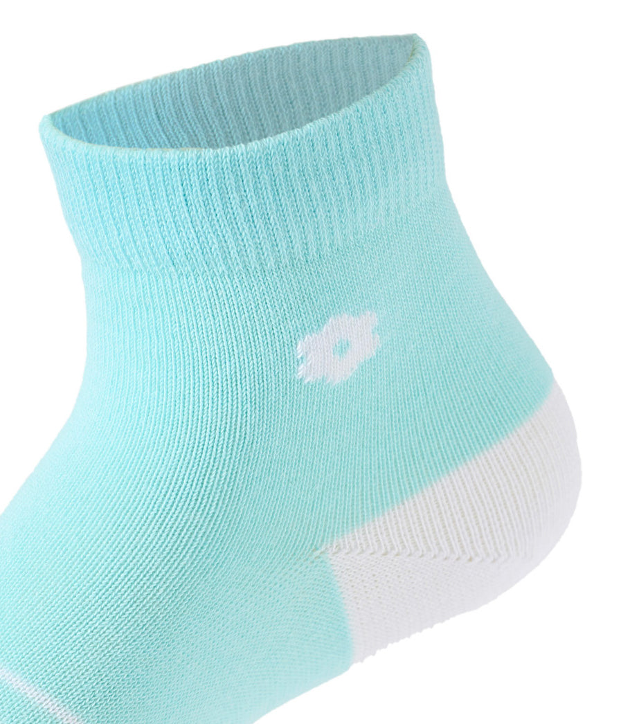 Kids Girl Set Of 3 Cotton Lycra Flower L-Shape Socks Turqoise -White – Sam Socks