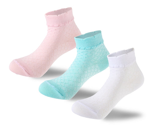 Kids Girls Set Of 3 Cotton Lycra Knitted L-Shape Socks Multicolor – Sam Socks