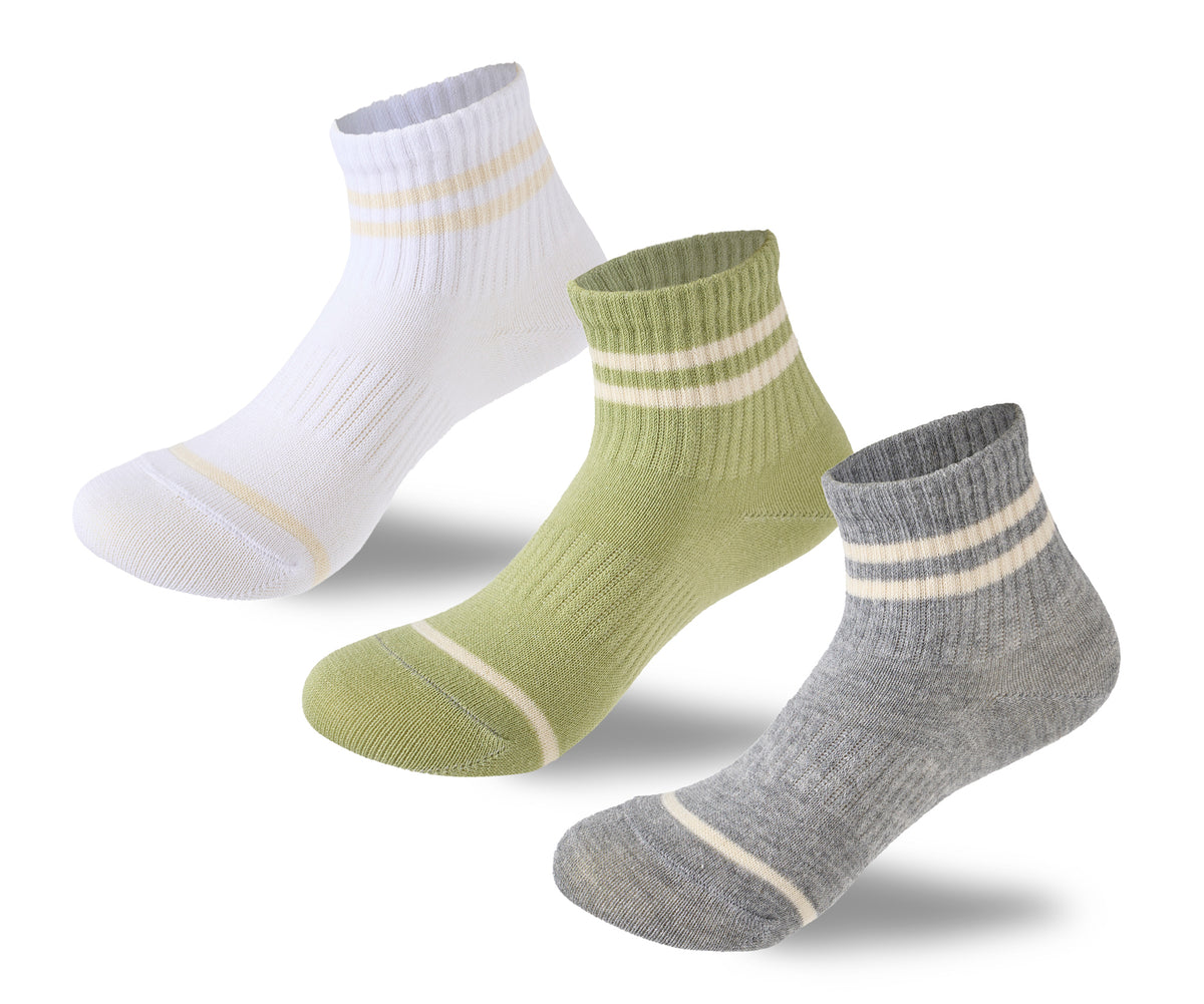 Kids Girl Set Of 3 Cotton Lycra Stripped L-Shape Socks Multicolor 2 – Sam Socks