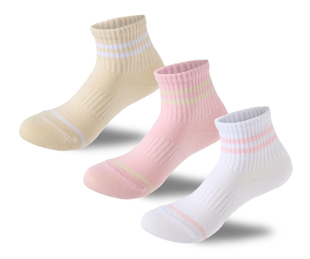 Kids Girls Set Of 3 Cotton Lycra Stripped L-Shape Socks Multicolor 1 – Sam Socks