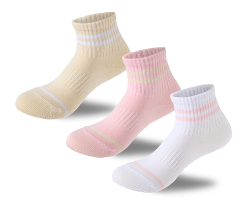 Kids Girls Set Of 3 Cotton Lycra Stripped L-Shape Socks Multicolor 1 – Sam Socks