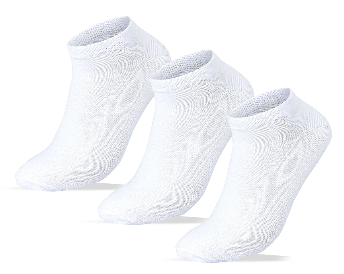 Men Set Of 3 Ankle Socks Plain White – Sam Socks