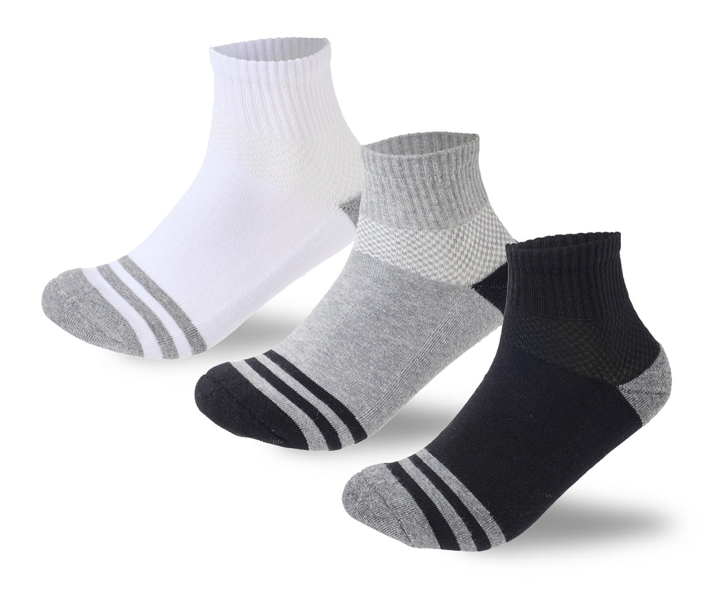 Women Set Of 3 Half Cushioned L-Shape DW Sport Socks White-Grey-Black – Sam Socks