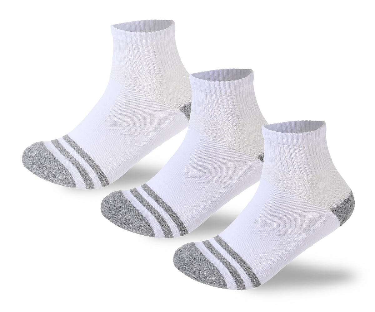 Women Set Of 3 Half Cushioned L-Shape DW Sport Socks White – Sam Socks
