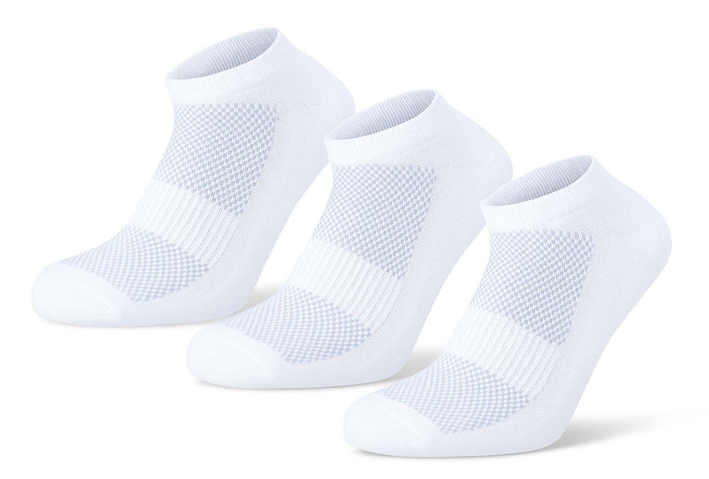 Women Set Of 3 Half Cushioned Ankle Socks Nets&Elastic White – Sam Socks