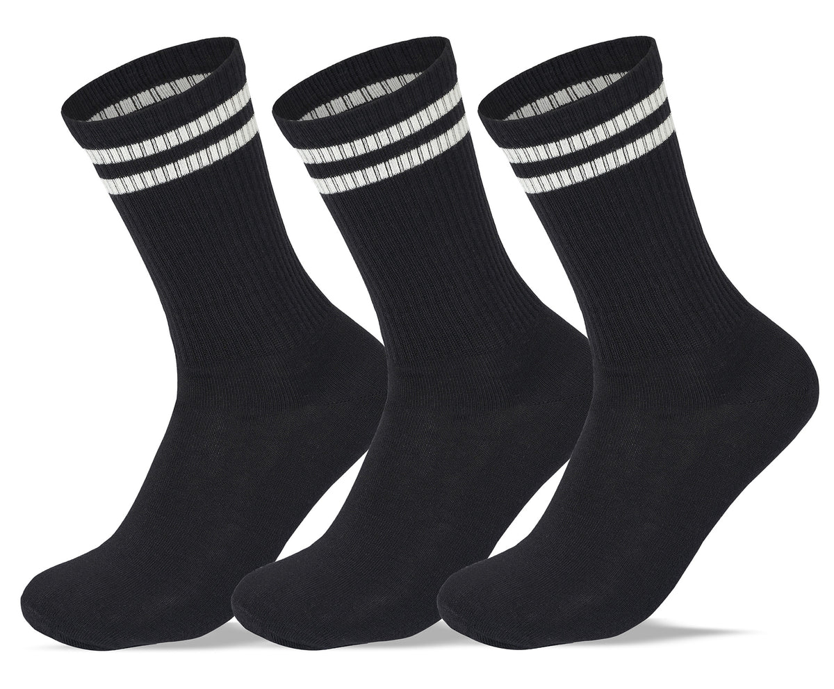 Women Set of 3 Long Lycra Stripped Elastic Socks Black – Sam Socks