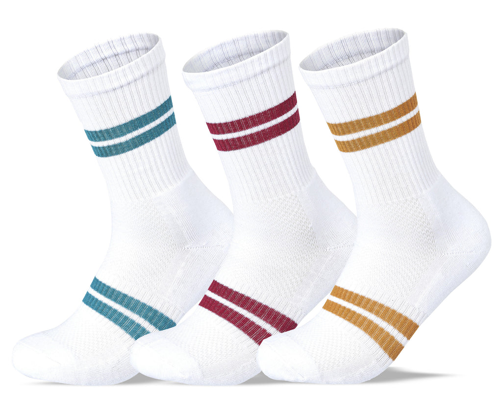 Women Set of 3 Half Cushioned Sport Stripped Socks SS2W White – Sam Socks