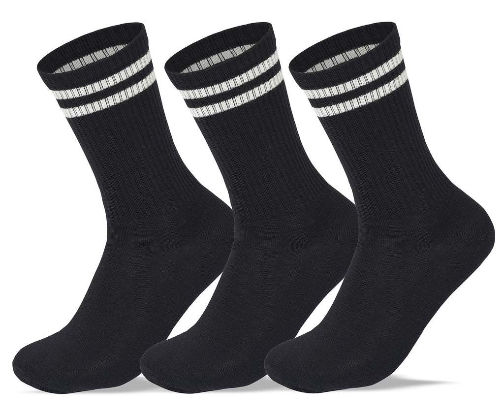 Men Set of 3 Long Lycra Stripped Elastic Socks Black – Sam Socks