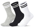 Men Set of 3 Long Lycra Stripped Elastic Socks White-Black-Grey – Sam Socks
