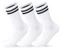 Men Set of 3 Long Lycra Stripped Elastic Socks White – Sam Socks