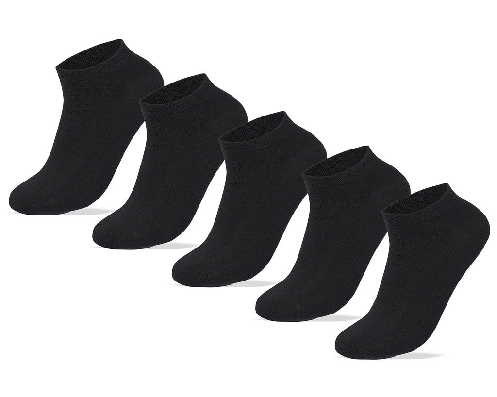 Women Set Of 5 Ankle Socks Plain Black – Sam Socks