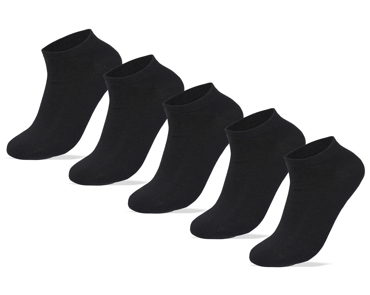 Women Set Of 5 Ankle Socks Plain Black – Sam Socks