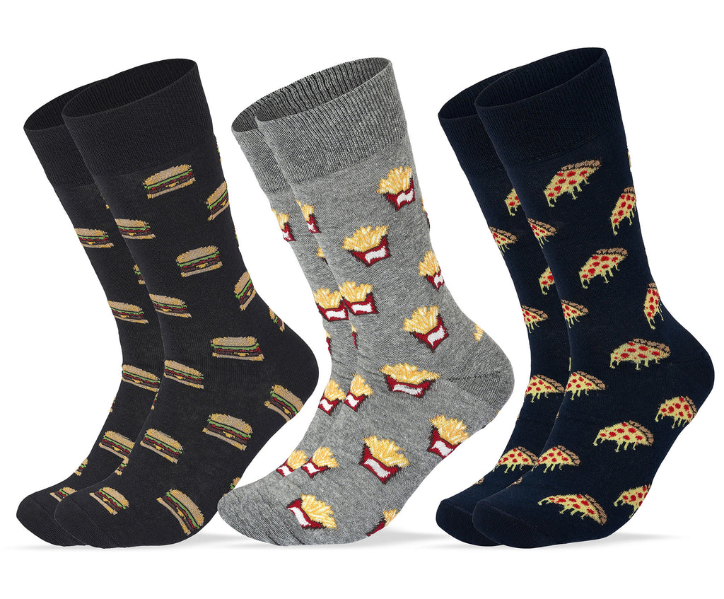 Men Set of 3 Long Casual Pizza Pattern Socks – Sam Socks