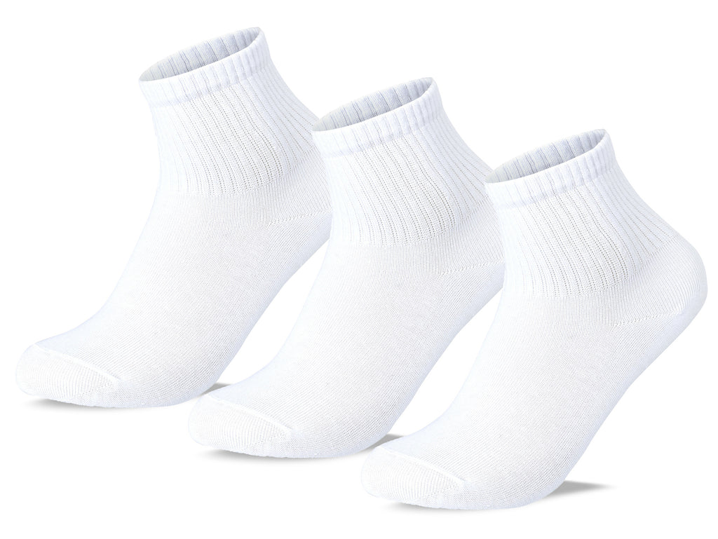Men Set Of 3 Cotton Lycra L-Shape Plain Socks White – Sam Socks