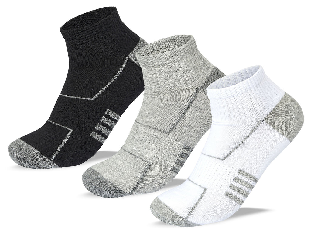 Men Set Of 3 Cotton Lycra L-Shape Socks Black-White-Grey – Sam Socks