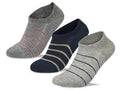 Men Set of 3 No Show Socks Striped Draw 2 L.Grey- Blue- D.Grey – Sam Socks
